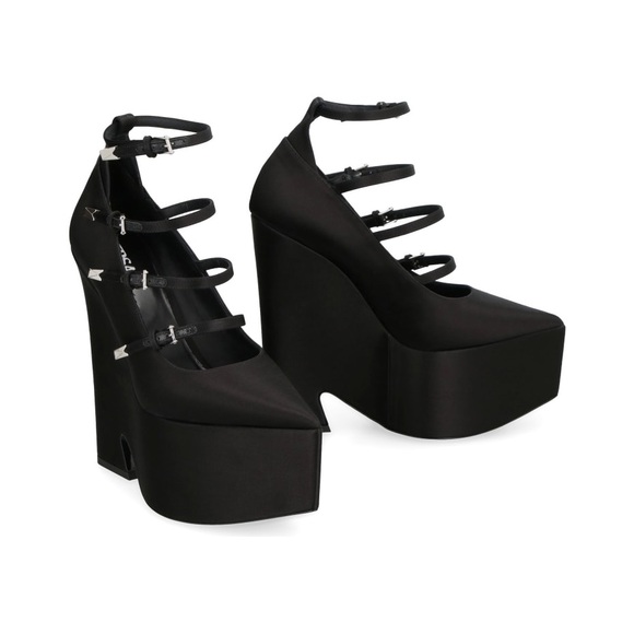 NWT Versace Satin Black Tempest Platform Pump - Picture 9 of 17